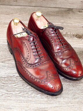 Allen Edmonds LLOYD Wingtip Oxford 9.5 D Oxblood * add $15 new Trees
